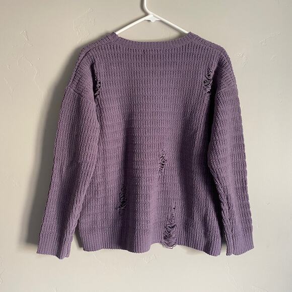 Orange Creek Purple Distressed Chunky Sweater- size M/L - Picture 3 of 3